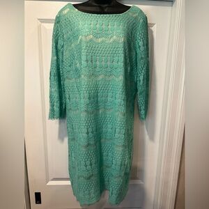 Charming Mint Green Lace Shift Dress - 36” Length, 20” Bust